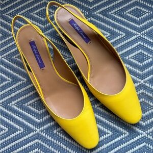 Ralph Lauren Purple Label Kris Slingback Leather Heel in Yellow